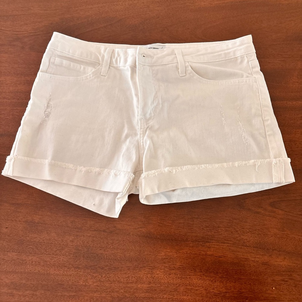 Just Black White Denim Cuffed Shorts